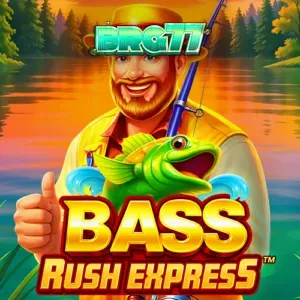 Interface do jogo Bass Rush Express com tema de pesca